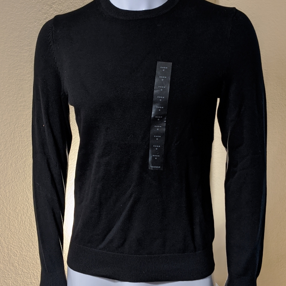Nwt ✨ Men's Crew Neck Black Sweater Knit Long Sle